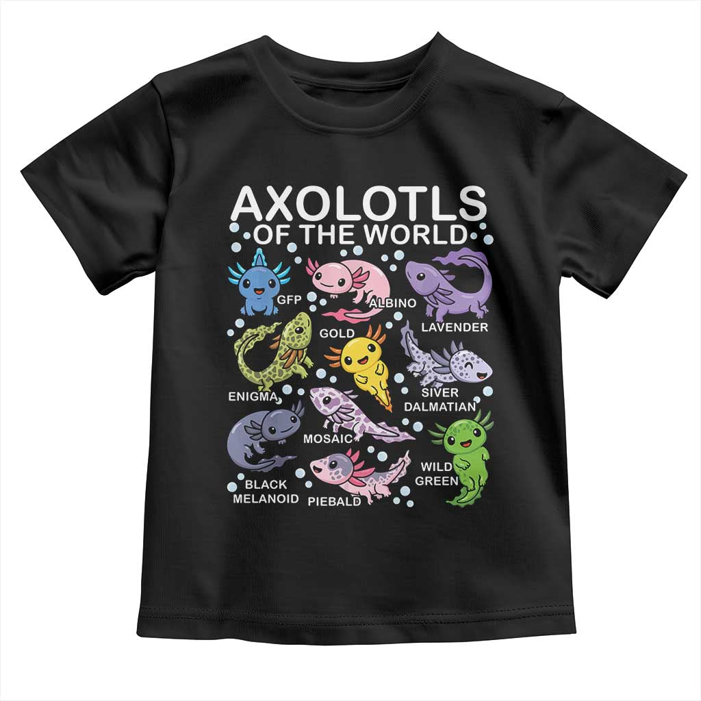 Kawaii Axolotl Toddler T Shirt Axolotls of the World Animals Aquarium Species TS02 Black Print Your Wear