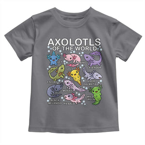 Kawaii Axolotl Toddler T Shirt Axolotls of the World Animals Aquarium Species TS02 Charcoal Print Your Wear