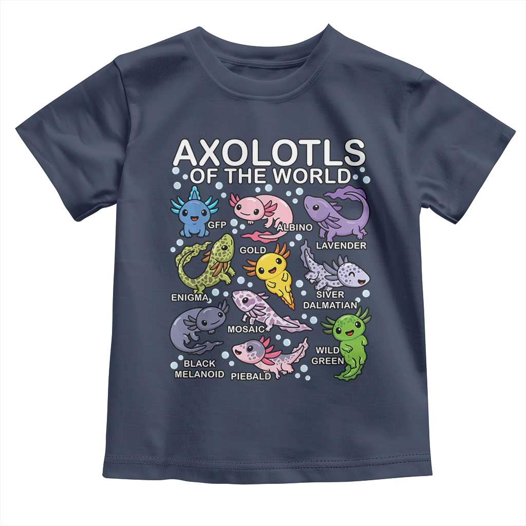 Kawaii Axolotl Toddler T Shirt Axolotls of the World Animals Aquarium Species TS02 Navy Print Your Wear