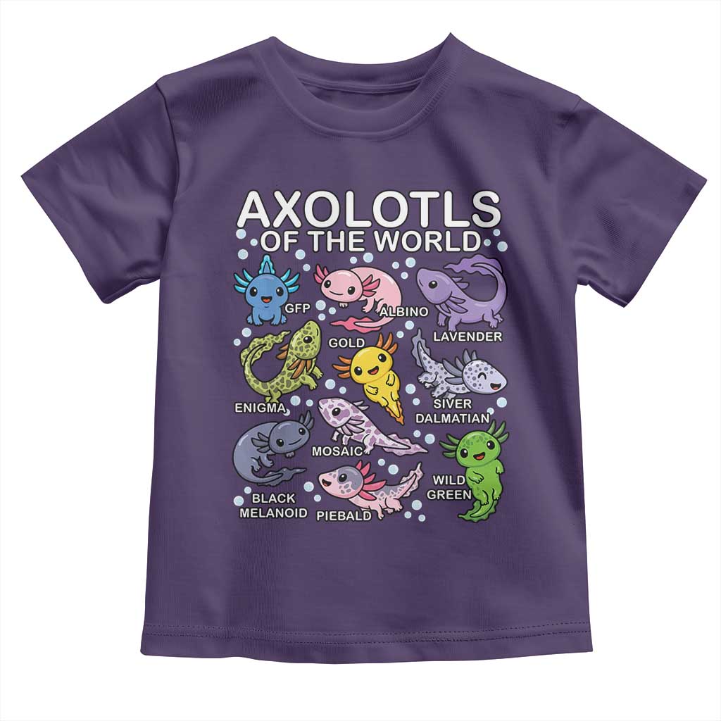 Kawaii Axolotl Toddler T Shirt Axolotls of the World Animals Aquarium Species TS02 Purple Print Your Wear