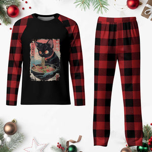 Japanese Inspo Ramen Cat Graphic Plaid Pajama Set Anime Manga Kawaii Otaku Urban Streetwear TS02 Buffalo Plaid Print Your Wear