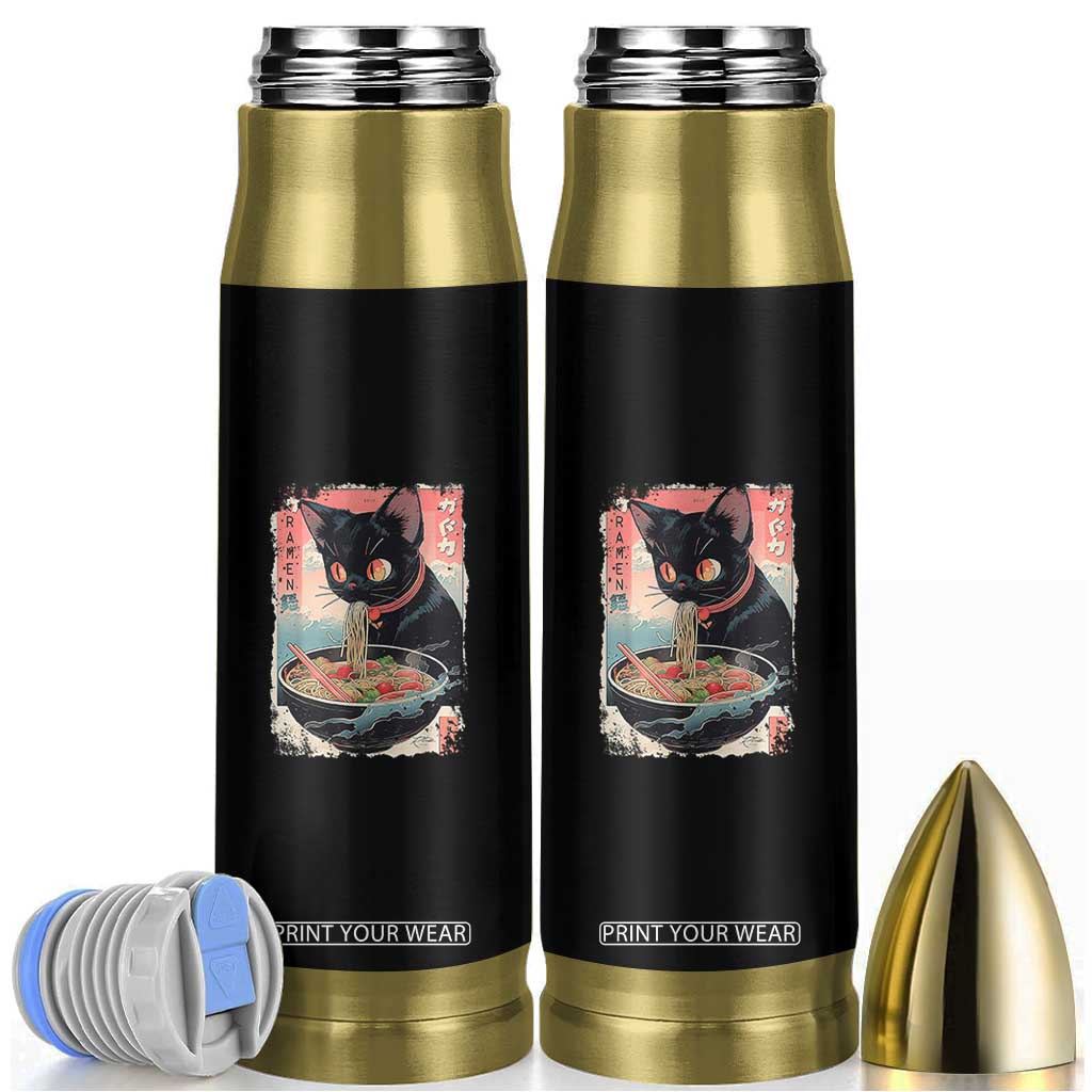 Japanese Inspo Ramen Cat Graphic Bullet Tumbler Anime Manga Kawaii Otaku Urban Streetwear TS02 Black Print Your Wear