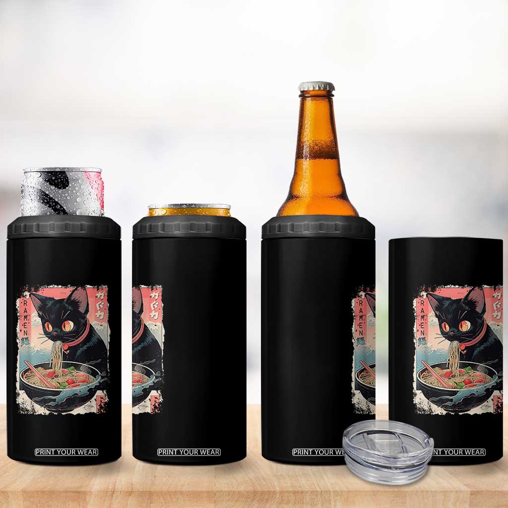 Japanese Inspo Ramen Cat Graphic 4 in 1 Can Cooler Tumbler Anime Manga Kawaii Otaku Urban Streetwear TS02 Print Your Wear