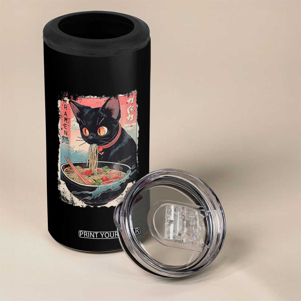 Japanese Inspo Ramen Cat Graphic 4 in 1 Can Cooler Tumbler Anime Manga Kawaii Otaku Urban Streetwear TS02 Print Your Wear