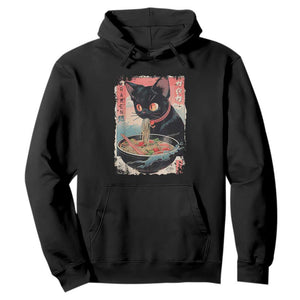 Japanese Inspo Ramen Cat Graphic Hoodie Anime Manga Kawaii Otaku Urban Streetwear TS02 Black Print Your Wear