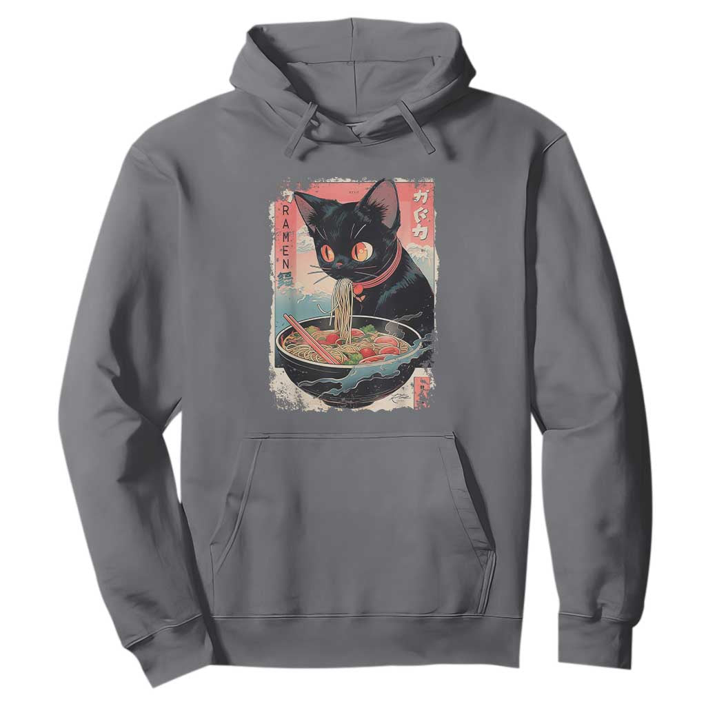 Japanese Inspo Ramen Cat Graphic Hoodie Anime Manga Kawaii Otaku Urban Streetwear TS02 Charcoal Print Your Wear