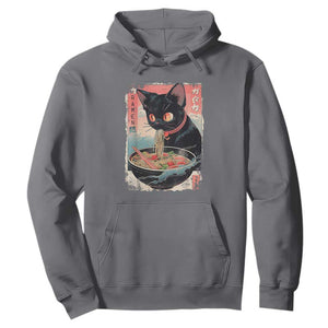 Japanese Inspo Ramen Cat Graphic Hoodie Anime Manga Kawaii Otaku Urban Streetwear TS02 Charcoal Print Your Wear