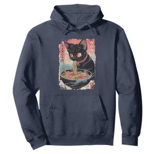 Japanese Inspo Ramen Cat Graphic Hoodie Anime Manga Kawaii Otaku Urban Streetwear TS02 Navy Print Your Wear