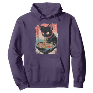 Japanese Inspo Ramen Cat Graphic Hoodie Anime Manga Kawaii Otaku Urban Streetwear TS02 Purple Print Your Wear