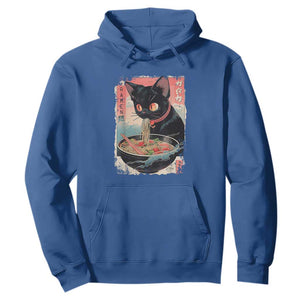 Japanese Inspo Ramen Cat Graphic Hoodie Anime Manga Kawaii Otaku Urban Streetwear TS02 Royal Blue Print Your Wear
