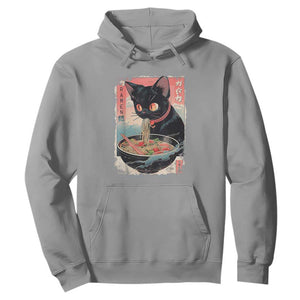 Japanese Inspo Ramen Cat Graphic Hoodie Anime Manga Kawaii Otaku Urban Streetwear TS02 Sport Gray Print Your Wear