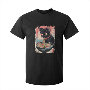 Japanese Inspo Ramen Cat Graphic T Shirt For Kid Anime Manga Kawaii Otaku Urban Streetwear TS02 Black Print Your Wear