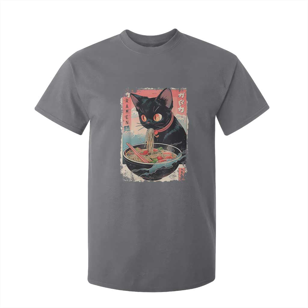 Japanese Inspo Ramen Cat Graphic T Shirt For Kid Anime Manga Kawaii Otaku Urban Streetwear TS02 Charcoal Print Your Wear