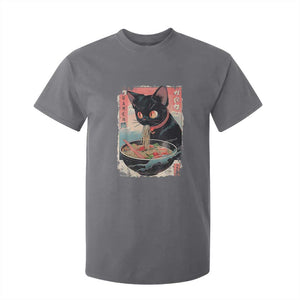 Japanese Inspo Ramen Cat Graphic T Shirt For Kid Anime Manga Kawaii Otaku Urban Streetwear TS02 Charcoal Print Your Wear
