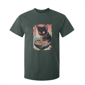 Japanese Inspo Ramen Cat Graphic T Shirt For Kid Anime Manga Kawaii Otaku Urban Streetwear TS02 Dark Forest Green Print Your Wear