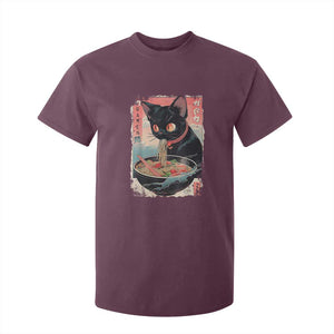 Japanese Inspo Ramen Cat Graphic T Shirt For Kid Anime Manga Kawaii Otaku Urban Streetwear TS02 Maroon Print Your Wear