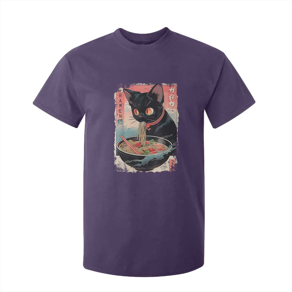 Japanese Inspo Ramen Cat Graphic T Shirt For Kid Anime Manga Kawaii Otaku Urban Streetwear TS02 Purple Print Your Wear