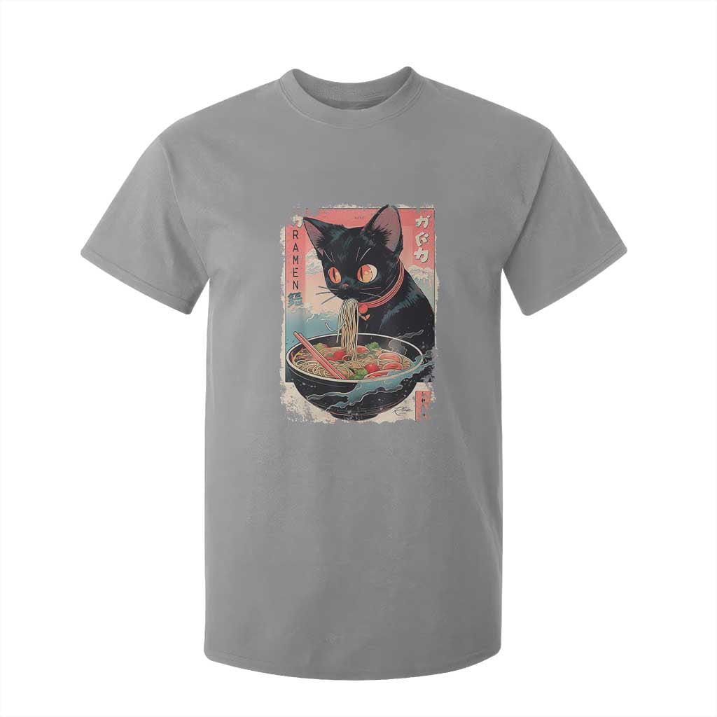 Japanese Inspo Ramen Cat Graphic T Shirt For Kid Anime Manga Kawaii Otaku Urban Streetwear TS02 Sport Gray Print Your Wear