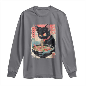 Japanese Inspo Ramen Cat Graphic Long Sleeve Shirt Anime Manga Kawaii Otaku Urban Streetwear TS02 Charcoal Print Your Wear