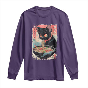 Japanese Inspo Ramen Cat Graphic Long Sleeve Shirt Anime Manga Kawaii Otaku Urban Streetwear TS02 Purple Print Your Wear