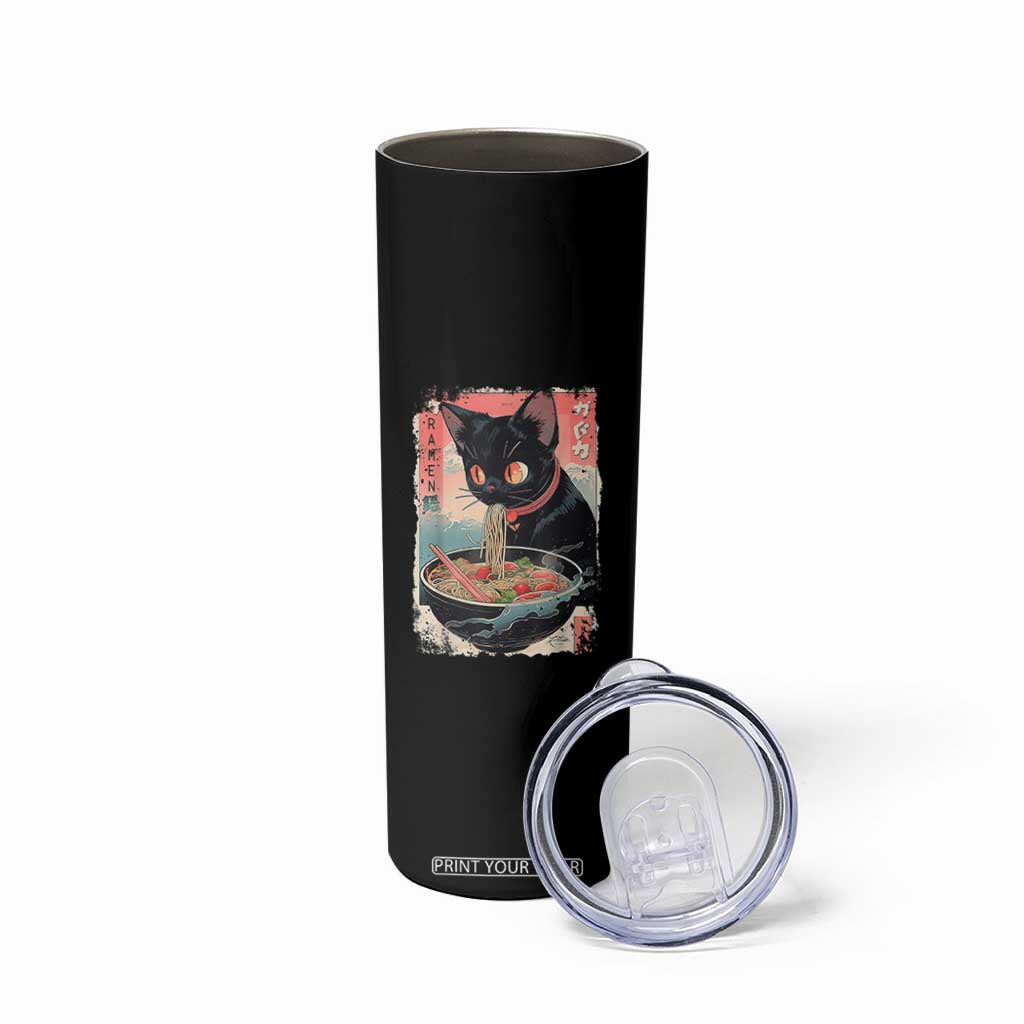 Japanese Inspo Ramen Cat Graphic Skinny Tumbler Anime Manga Kawaii Otaku Urban Streetwear TS02 Print Your Wear