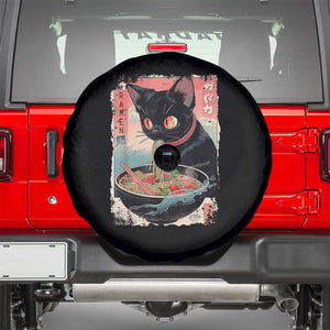 Japanese Inspo Ramen Cat Graphic Spare Tire Cover Anime Manga Kawaii Otaku Urban Streetwear TS02 Black Print Your Wear