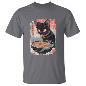 Japanese Inspo Ramen Cat Graphic T Shirt Anime Manga Kawaii Otaku Urban Streetwear TS02 Charcoal Print Your Wear