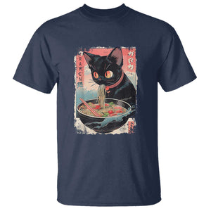 Japanese Inspo Ramen Cat Graphic T Shirt Anime Manga Kawaii Otaku Urban Streetwear TS02 Navy Print Your Wear