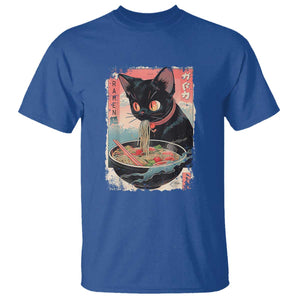 Japanese Inspo Ramen Cat Graphic T Shirt Anime Manga Kawaii Otaku Urban Streetwear TS02 Royal Blue Print Your Wear