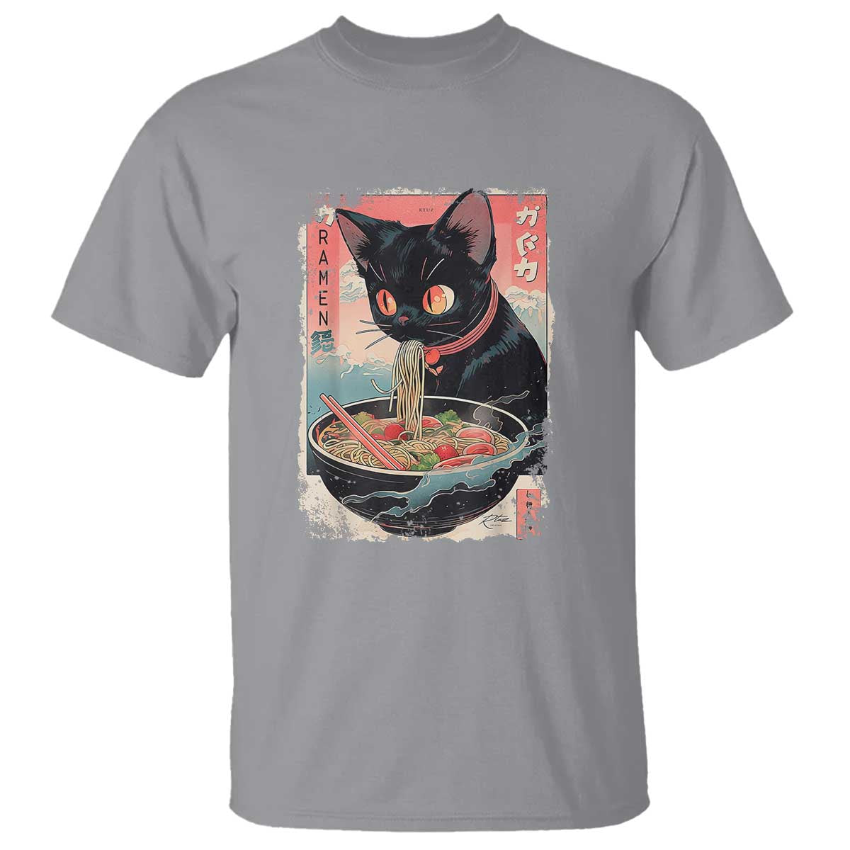 Japanese Inspo Ramen Cat Graphic T Shirt Anime Manga Kawaii Otaku Urban Streetwear TS02 Print Your Wear