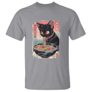 Japanese Inspo Ramen Cat Graphic T Shirt Anime Manga Kawaii Otaku Urban Streetwear TS02 Sport Gray Print Your Wear