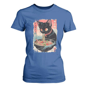 Japanese Inspo Ramen Cat Graphic T Shirt For Women Anime Manga Kawaii Otaku Urban Streetwear TS02 Royal Blue Print Your Wear