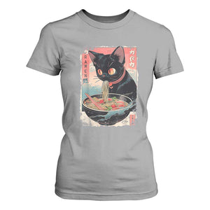 Japanese Inspo Ramen Cat Graphic T Shirt For Women Anime Manga Kawaii Otaku Urban Streetwear TS02 Sport Gray Print Your Wear