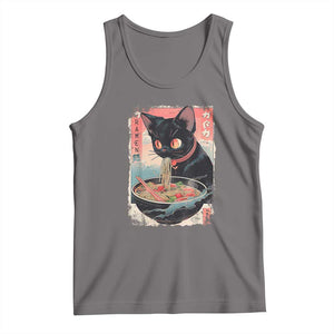 Japanese Inspo Ramen Cat Graphic Tank Top Anime Manga Kawaii Otaku Urban Streetwear TS02 Deep Heather Print Your Wear