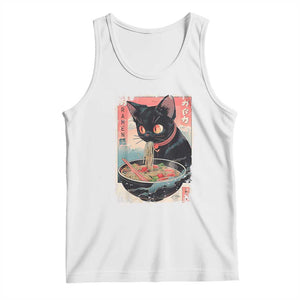 Japanese Inspo Ramen Cat Graphic Tank Top Anime Manga Kawaii Otaku Urban Streetwear TS02 White Print Your Wear