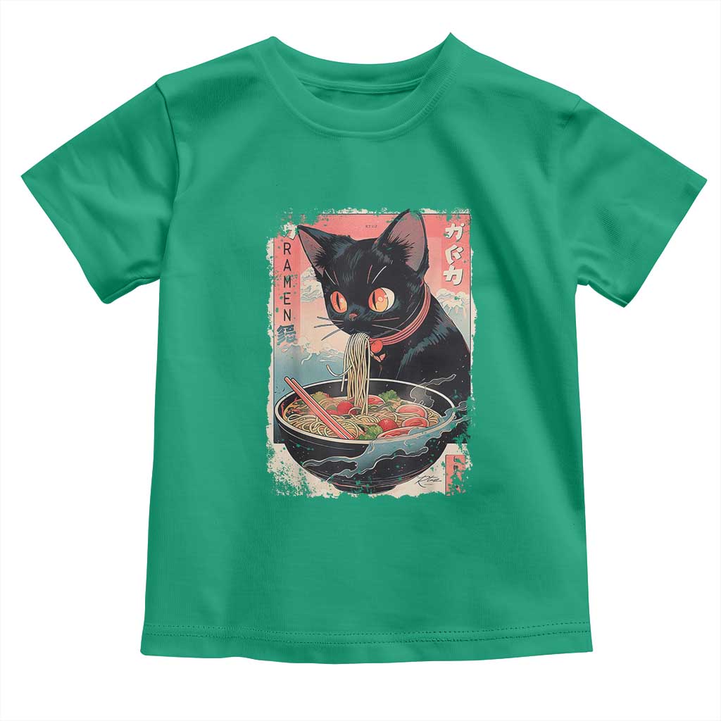 Japanese Inspo Ramen Cat Graphic Toddler T Shirt Anime Manga Kawaii Otaku Urban Streetwear TS02 Irish Green Print Your Wear