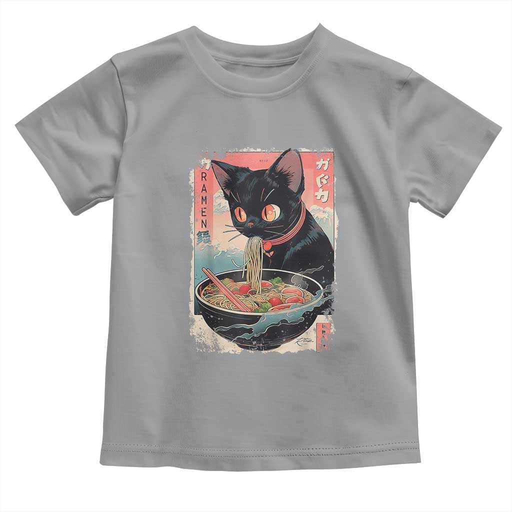 Japanese Inspo Ramen Cat Graphic Toddler T Shirt Anime Manga Kawaii Otaku Urban Streetwear TS02 Sport Gray Print Your Wear