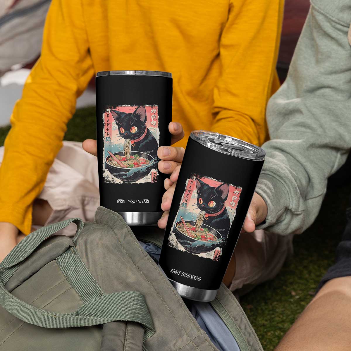 Japanese Inspo Ramen Cat Graphic Tumbler Cup Anime Manga Kawaii Otaku Urban Streetwear TS02 Print Your Wear