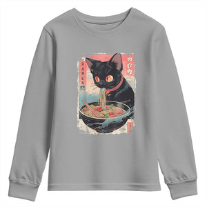 Japanese Inspo Ramen Cat Graphic Youth Sweatshirt Anime Manga Kawaii Otaku Urban Streetwear TS02 Sport Gray Print Your Wear