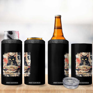 Ramen Noodles Black Cat Graphic 4 in 1 Can Cooler Tumbler Kawaii Retro Japan Y2K Cats Manga Anime TS02 Print Your Wear