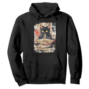 Ramen Noodles Black Cat Graphic Hoodie Kawaii Retro Japan Y2K Cats Manga Anime TS02 Black Print Your Wear