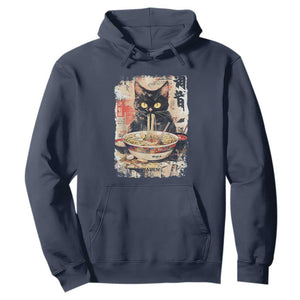 Ramen Noodles Black Cat Graphic Hoodie Kawaii Retro Japan Y2K Cats Manga Anime TS02 Navy Print Your Wear
