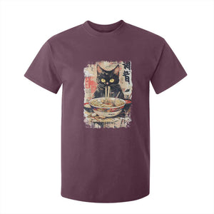 Ramen Noodles Black Cat Graphic T Shirt For Kid Kawaii Retro Japan Y2K Cats Manga Anime TS02 Maroon Print Your Wear