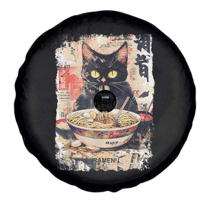 Ramen Noodles Black Cat Graphic Spare Tire Cover Kawaii Retro Japan Y2K Cats Manga Anime TS02 Print Your Wear