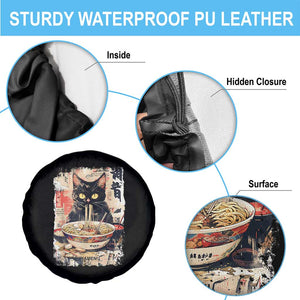 Ramen Noodles Black Cat Graphic Spare Tire Cover Kawaii Retro Japan Y2K Cats Manga Anime TS02 Print Your Wear