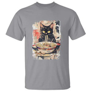 Ramen Noodles Black Cat Graphic T Shirt Kawaii Retro Japan Y2K Cats Manga Anime TS02 Sport Gray Print Your Wear