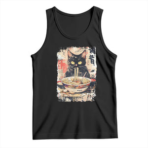 Ramen Noodles Black Cat Graphic Tank Top Kawaii Retro Japan Y2K Cats Manga Anime TS02 Black Print Your Wear