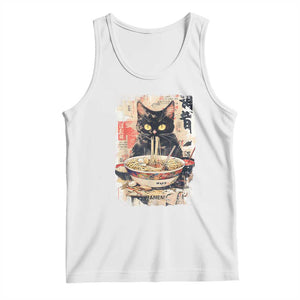 Ramen Noodles Black Cat Graphic Tank Top Kawaii Retro Japan Y2K Cats Manga Anime TS02 White Print Your Wear