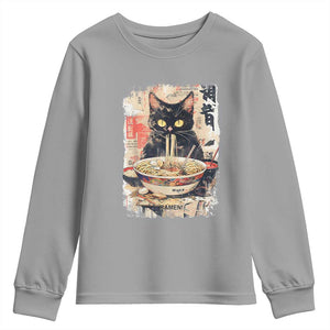 Ramen Noodles Black Cat Graphic Youth Sweatshirt Kawaii Retro Japan Y2K Cats Manga Anime TS02 Sport Gray Print Your Wear