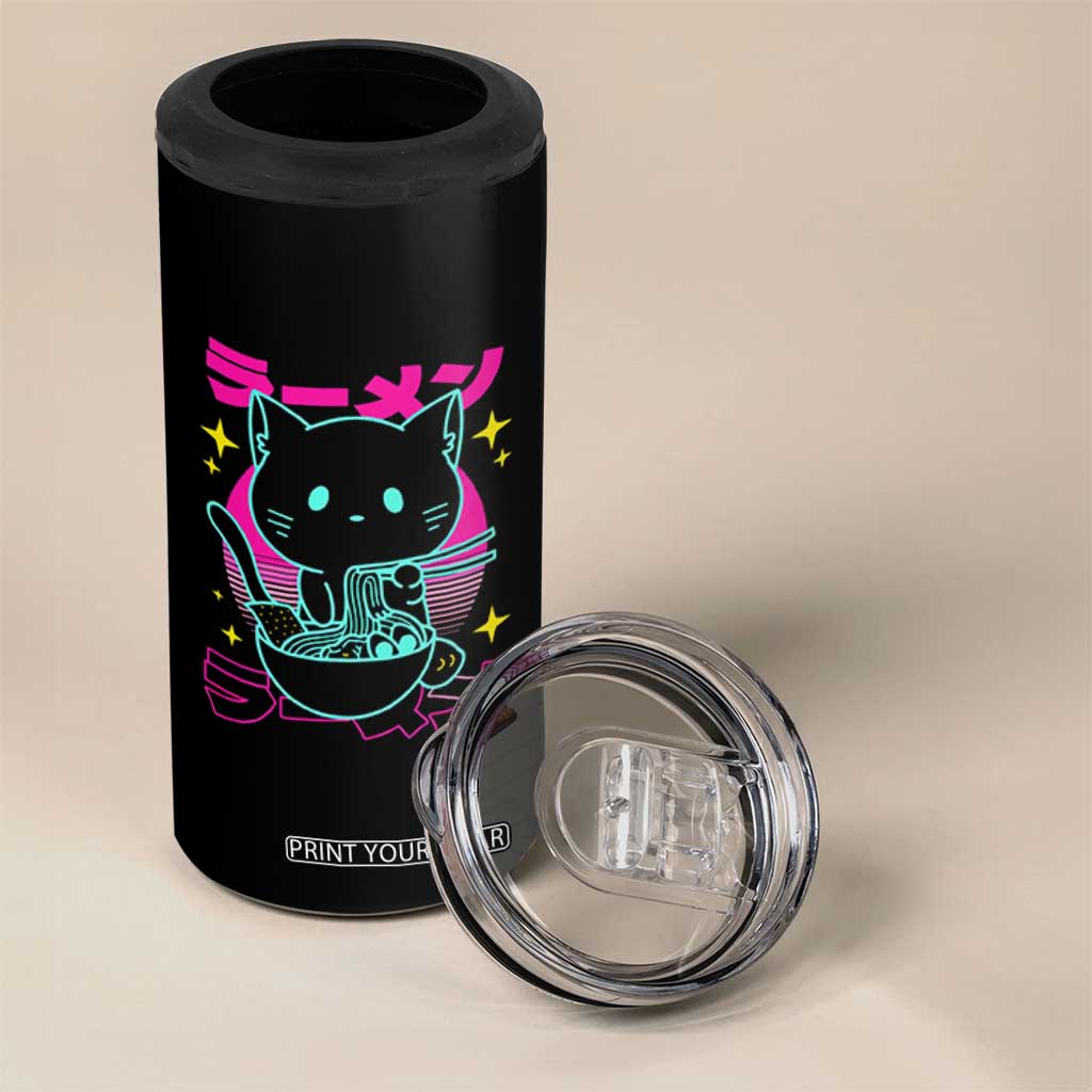 Kawaii Ramen Cat 4 in 1 Can Cooler Tumbler Retro Japanese Noodles Lover Anime Aesthetic TS02 Print Your Wear